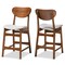 Baxton Studio Katya Mid-Century Modern Grey Fabric and Walnut Brown Finished Wood 2-Piece Counter Stool Set 183-11638-Zoro - alternate 1